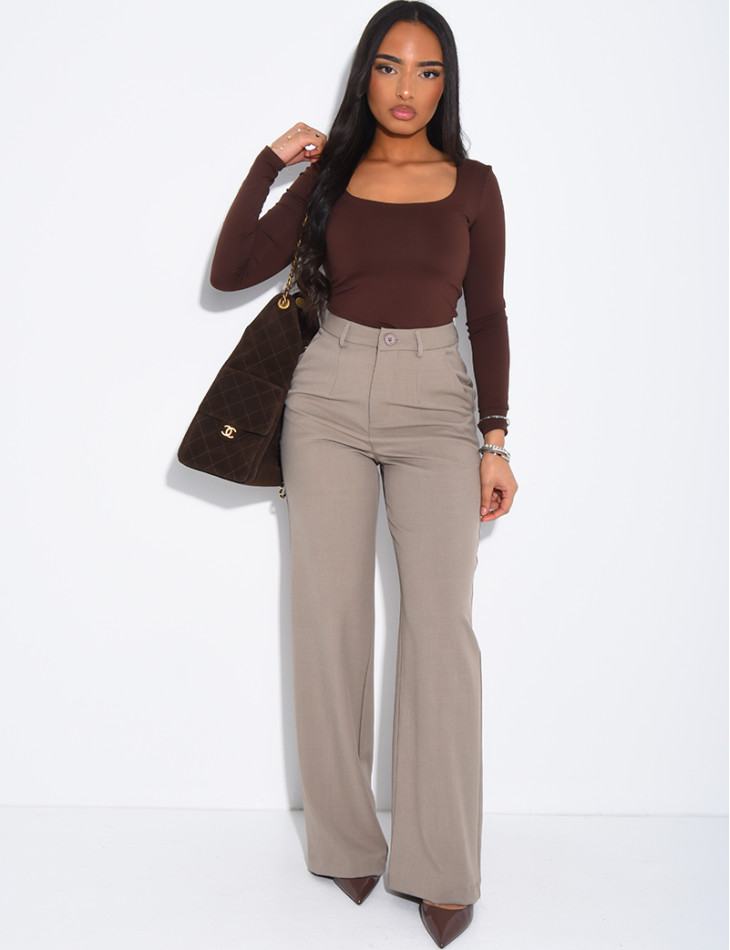Pantalon de tailleur coupe droite