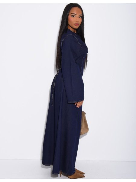 Robe longue en jeans à nouer dans le dos