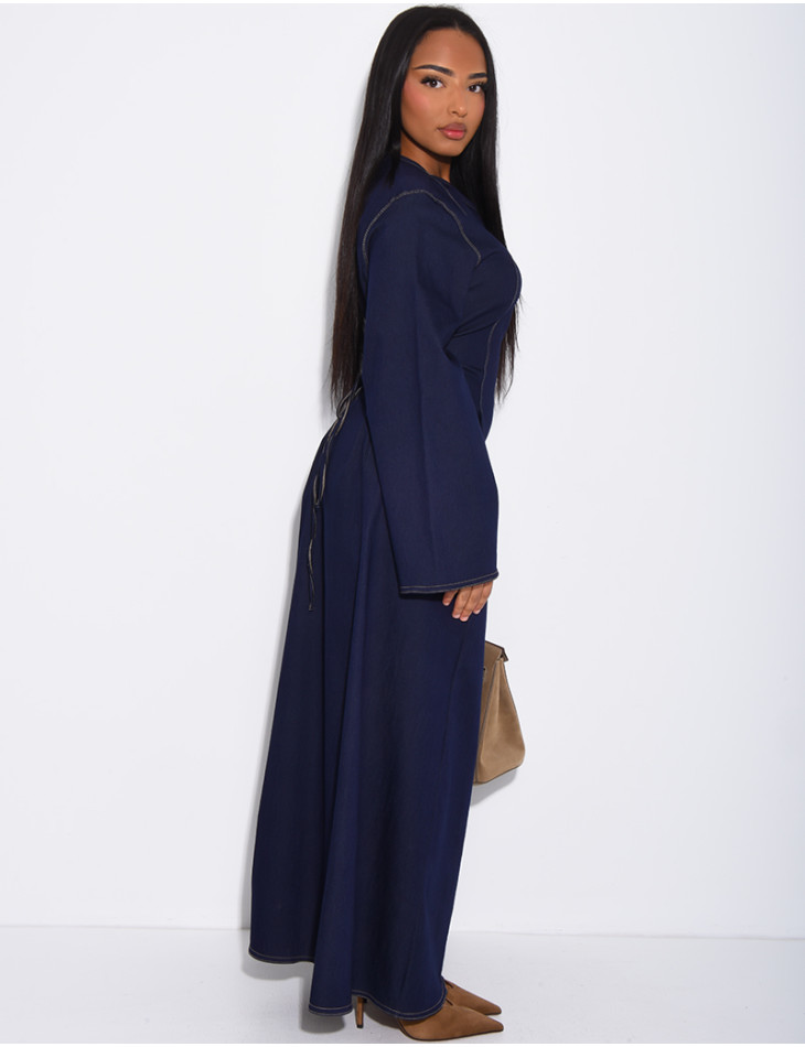 Robe longue en jeans à nouer dans le dos