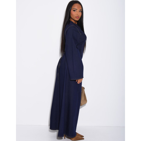 Robe longue en jeans à nouer dans le dos