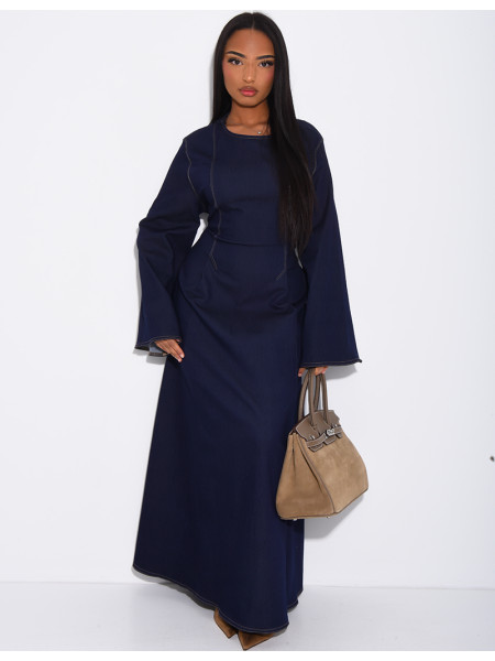 Robe longue en jeans à nouer dans le dos