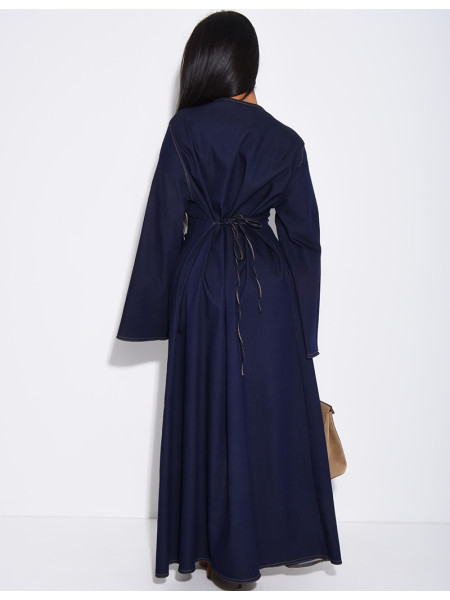 Robe longue en jeans à nouer dans le dos