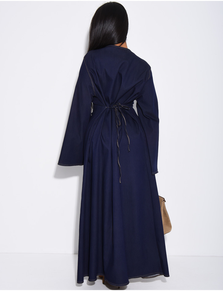 Robe longue en jeans à nouer dans le dos