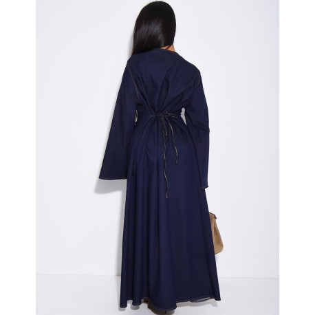 Robe longue en jeans à nouer dans le dos