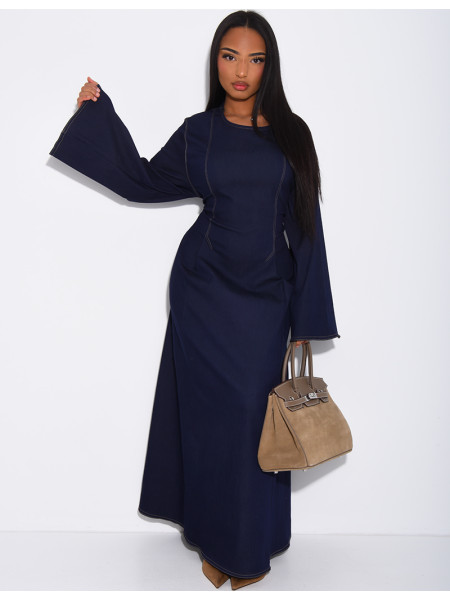 Robe longue en jeans à nouer dans le dos