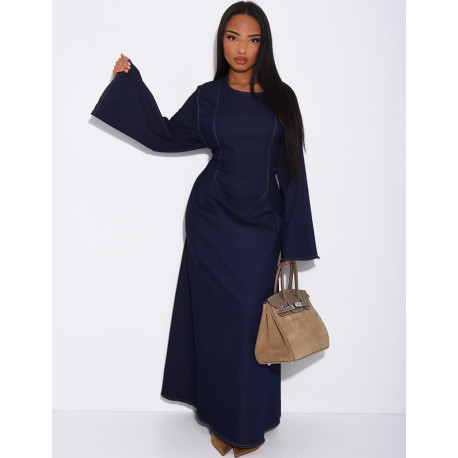Robe longue en jeans à nouer dans le dos