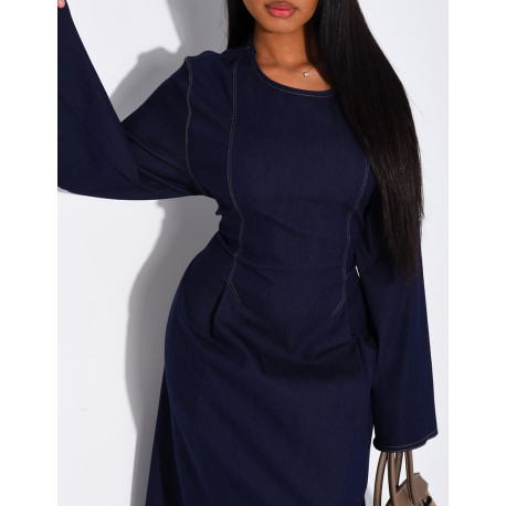 Robe longue en jeans à nouer dans le dos