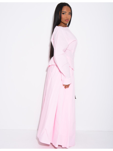 Ensemble jupe longue bouffante en coton et chemise cintrée
