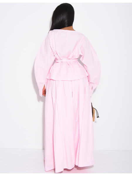 Ensemble jupe longue bouffante en coton et chemise cintrée