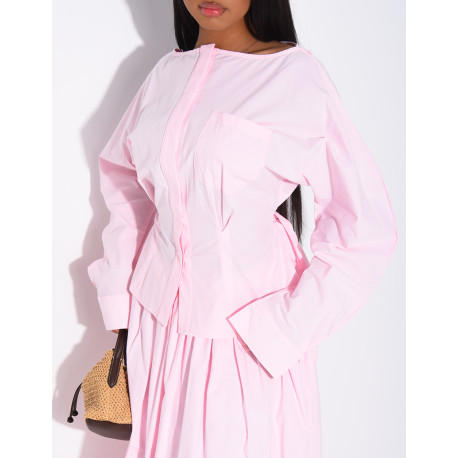 Ensemble jupe longue bouffante en coton et chemise cintrée