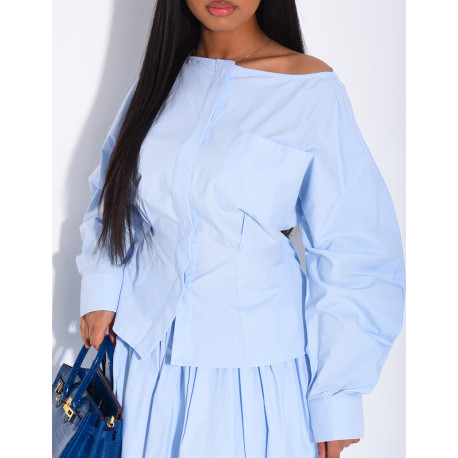 Ensemble jupe longue bouffante en coton et chemise cintrée