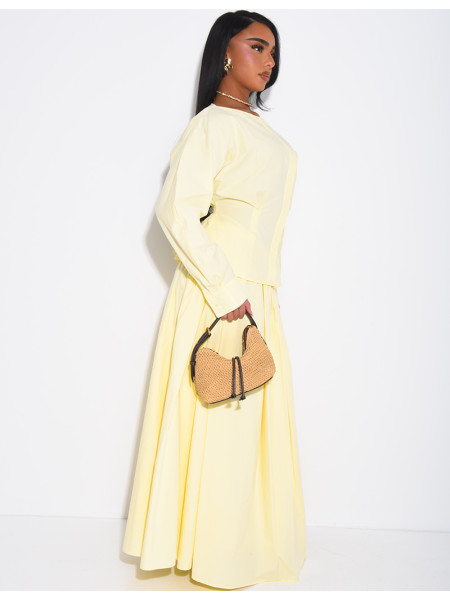 Ensemble jupe longue bouffante en coton et chemise cintrée