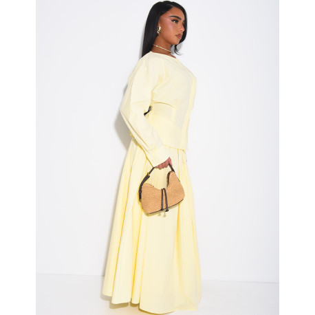 Ensemble jupe longue bouffante en coton et chemise cintrée