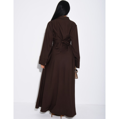 Long shirt dress with belted waist and draped effect