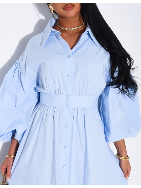 Robe longue bouffante en coton à nouer à la taille