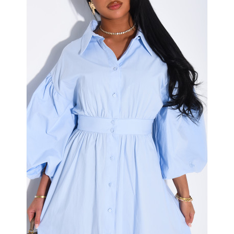 Robe longue bouffante en coton à nouer à la taille