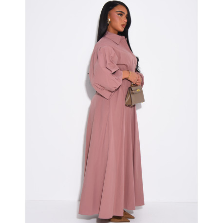 Robe longue bouffante en coton à nouer à la taille