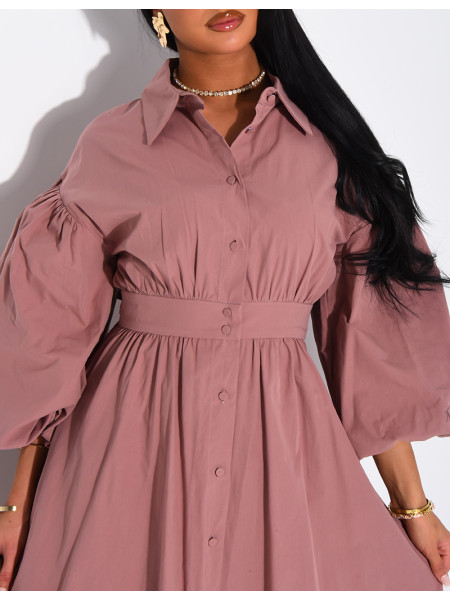 Robe longue bouffante en coton à nouer à la taille