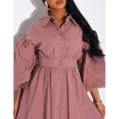 Robe longue bouffante en coton à nouer à la taille