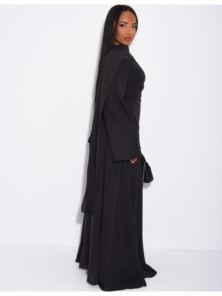 Ensemble jupe longue en mousseline et top asymétrique cintré + châle