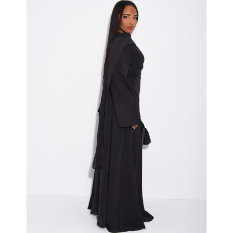 Ensemble jupe longue en mousseline et top asymétrique cintré + châle