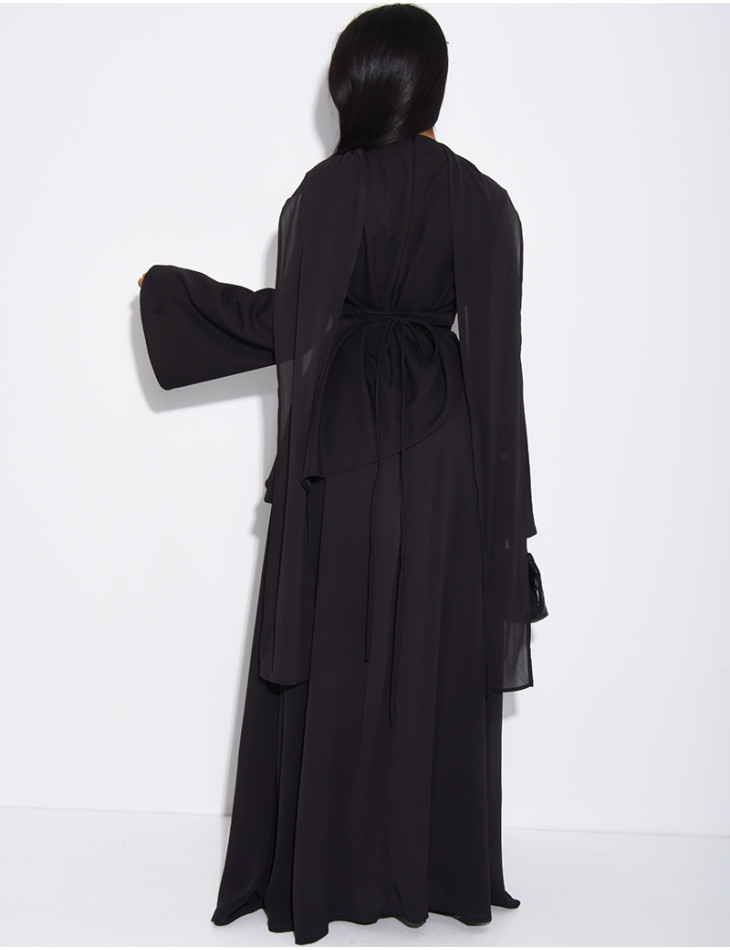 Ensemble jupe longue en mousseline et top asymétrique cintré + châle