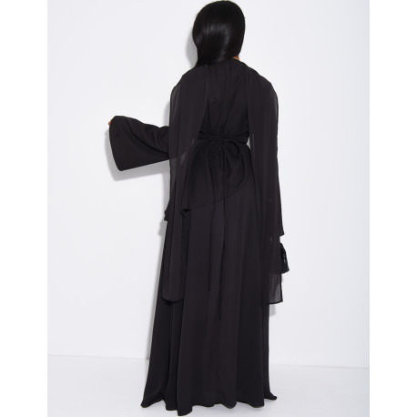 Ensemble jupe longue en mousseline et top asymétrique cintré + châle