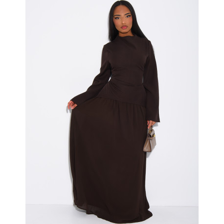 2-teiliges Set aus taillierter Bluse und plissiertem Rock aus Voile