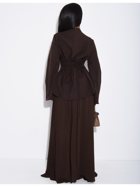 2-teiliges Set aus taillierter Bluse und plissiertem Rock aus Voile