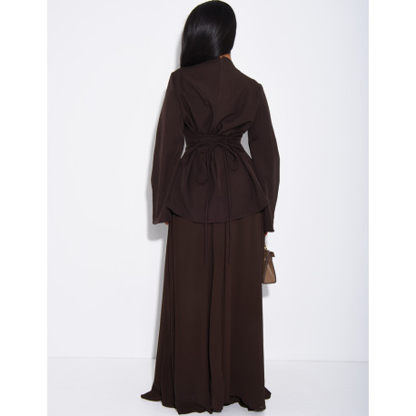 2-teiliges Set aus taillierter Bluse und plissiertem Rock aus Voile