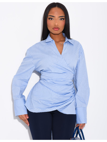 Chemise rayée à boutonnière croisée