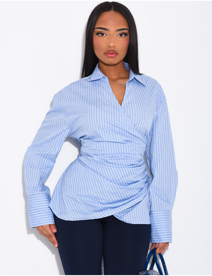 Chemise rayée à boutonnière croisée