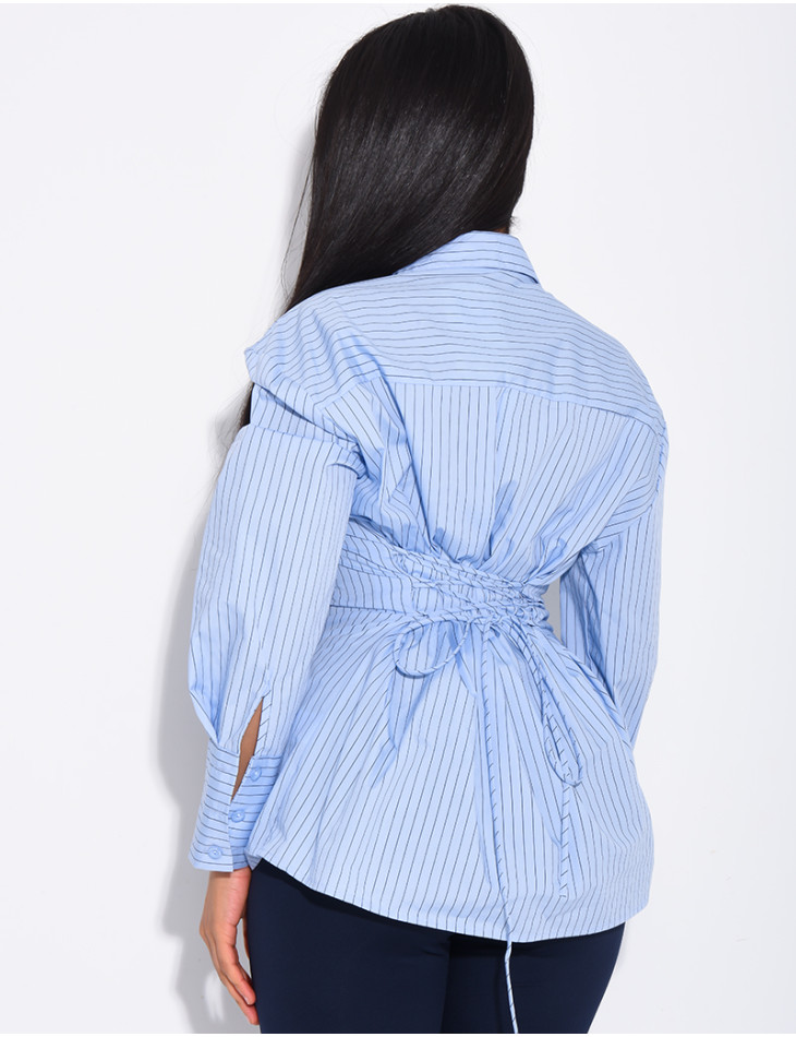 Chemise rayée à boutonnière croisée