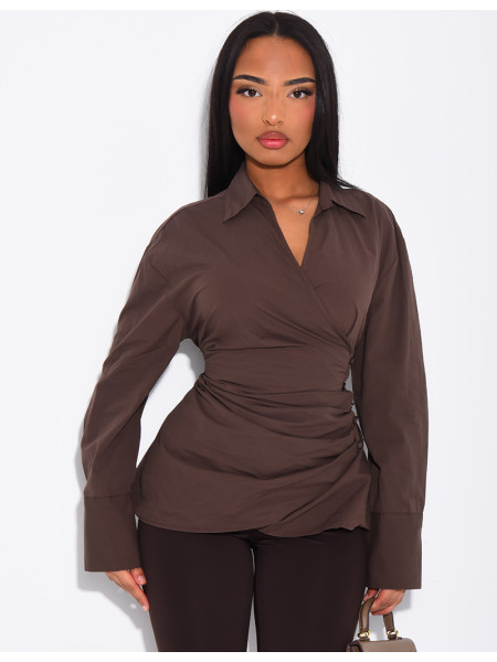 Chemise unie à boutonnière croisée