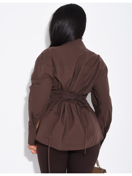 Chemise unie à boutonnière croisée