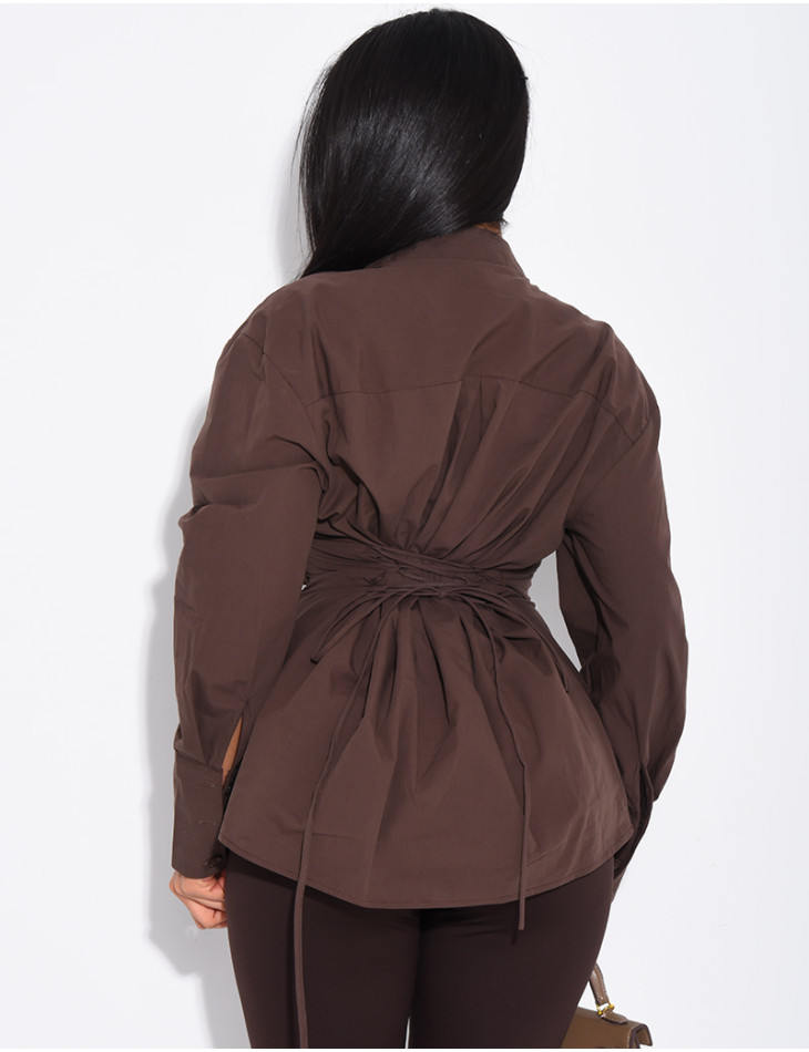 Chemise unie à boutonnière croisée