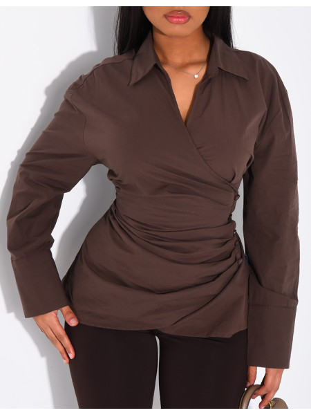 Chemise unie à boutonnière croisée