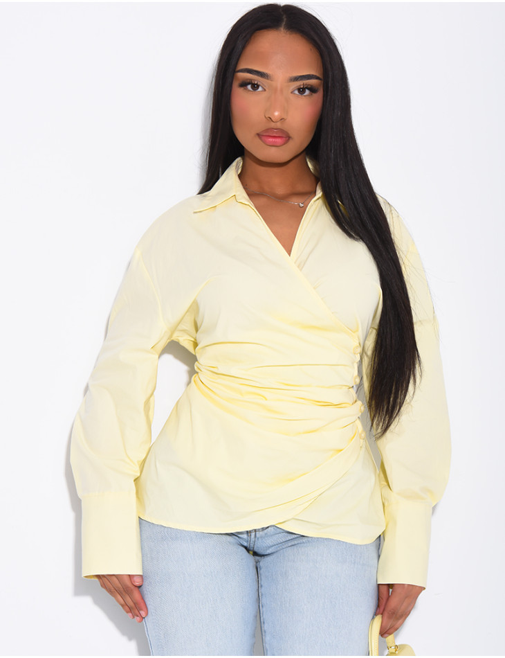 Plain shirt with double-breasted placket