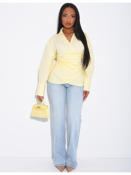Plain shirt with double-breasted placket