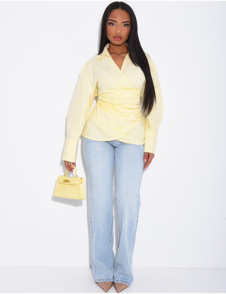 Plain shirt with double-breasted placket