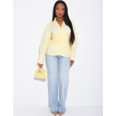 Plain shirt with double-breasted placket