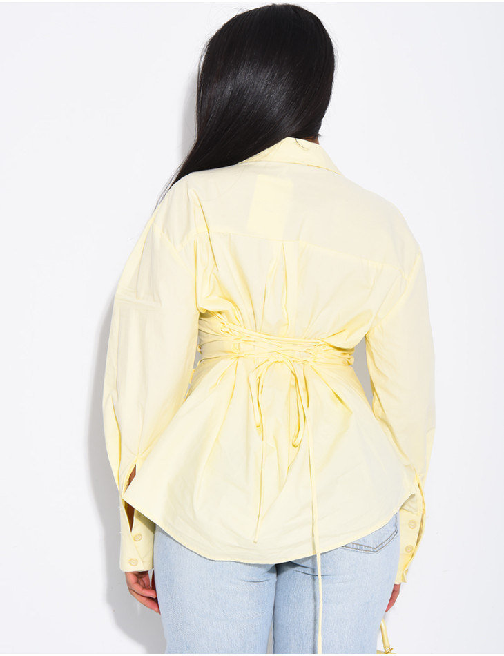 Plain shirt with double-breasted placket
