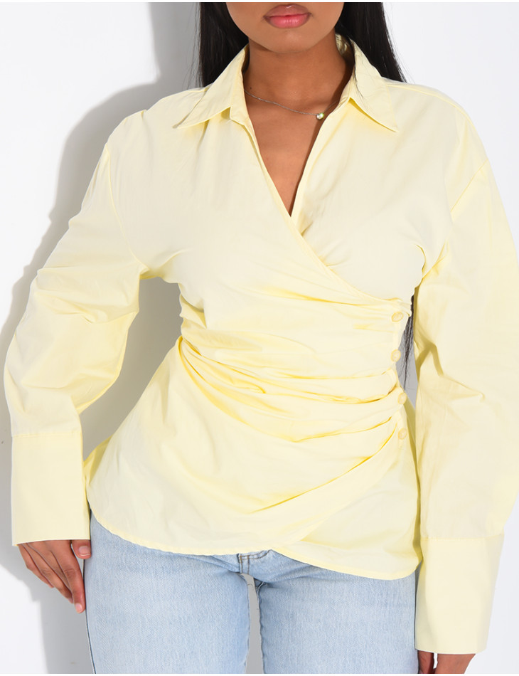Plain shirt with double-breasted placket
