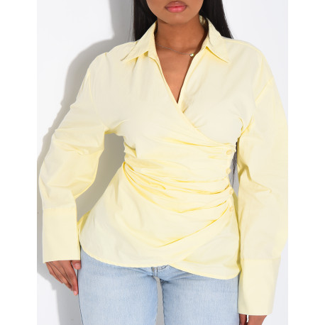 Plain shirt with double-breasted placket