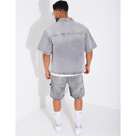 Ensemble en jeans short et chemise