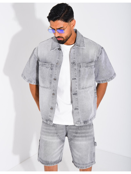 Ensemble en jeans short et chemise