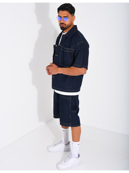 Ensemble en jeans short et chemise