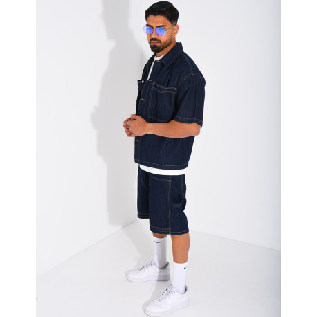 Ensemble en jeans short et chemise