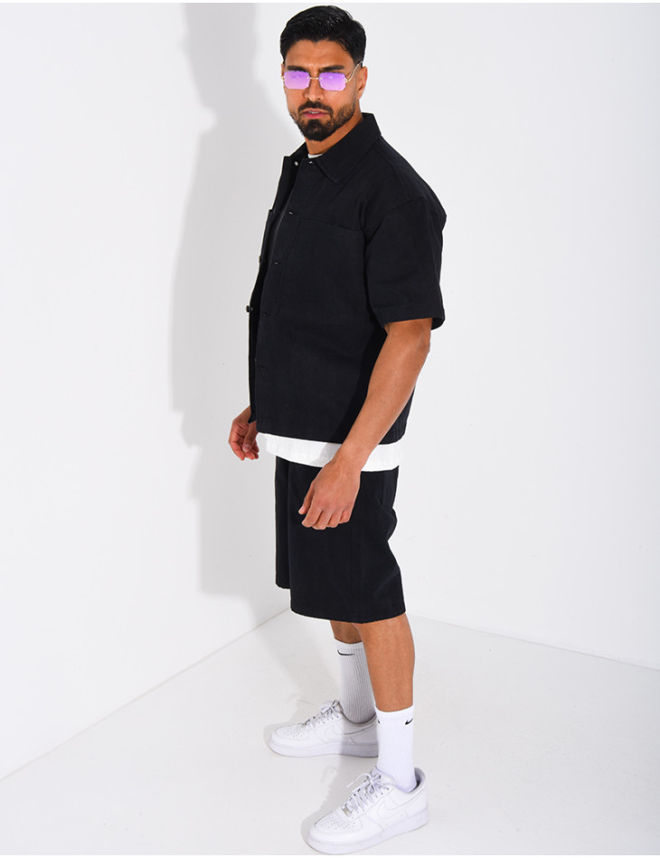 Ensemble en jeans short et chemise