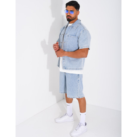 Ensemble en jeans short et chemise